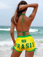 Conjunto Brasil Biquíni Cortininha Com Shortinho