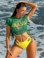 Conjunto Biquíni Brasil Hot Pant Com Amarração Lateral