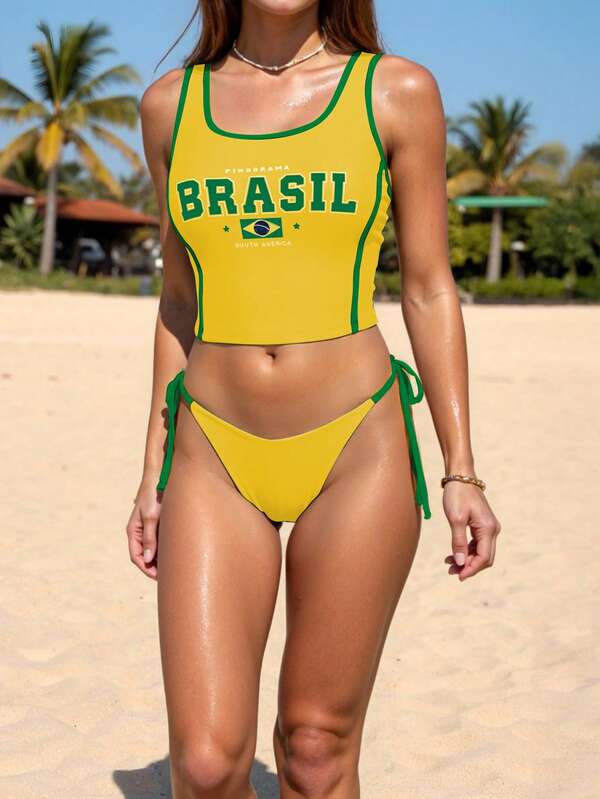 Tankini Brasil Regata Com Calcinha Ajustável