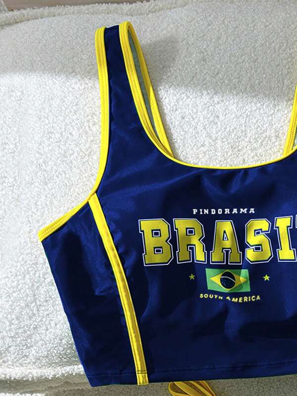 Tankini Brasil Regata Com Calcinha Ajustável