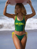 Tankini Brasil Top Esportivo Com Calcinha Fio