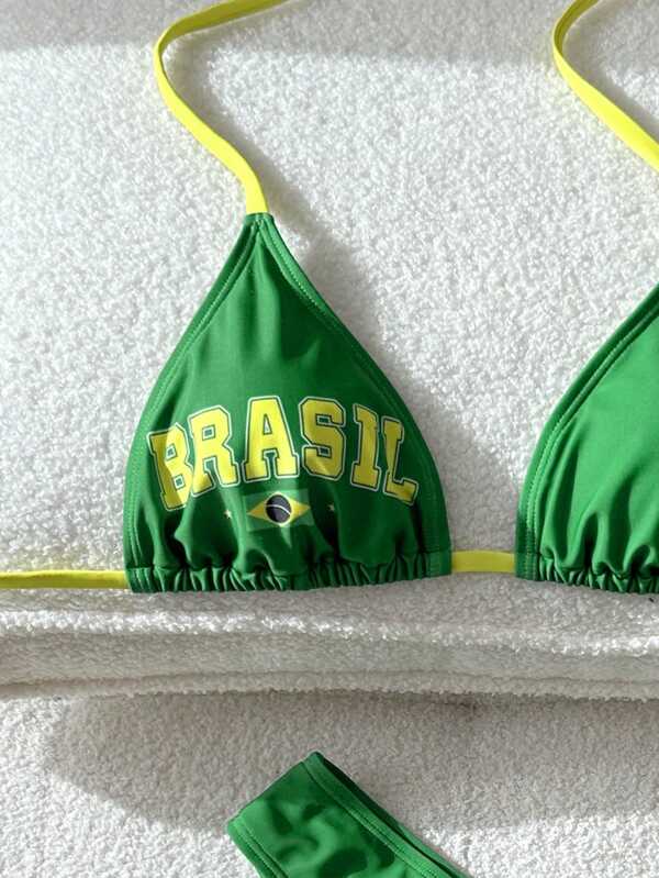Biquíni Brasil Top Cortininha Com Calcinha Alta