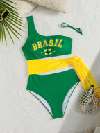 Maiô Brasil Um Ombro Só Com Faixa Lateral