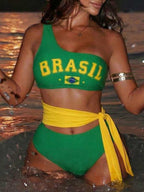 Maiô Brasil Um Ombro Só Com Faixa Lateral