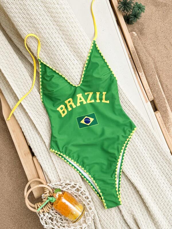 Maiô Brasil Decote V Com Acabamento Trançado