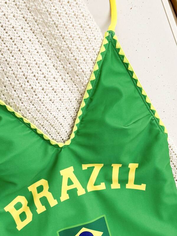 Maiô Brasil Decote V Com Acabamento Trançado