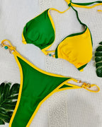 Biquíni Feminino Bicolor com Acabamento Lateral