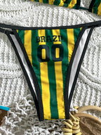 Conjunto Brasil Praia Listrado Com Número Frontal
