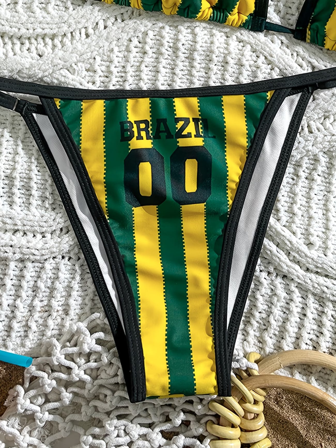 Conjunto Brasil Praia Listrado Com Número Frontal