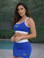 Conjunto Brasil Camiseta Com Saia Curta
