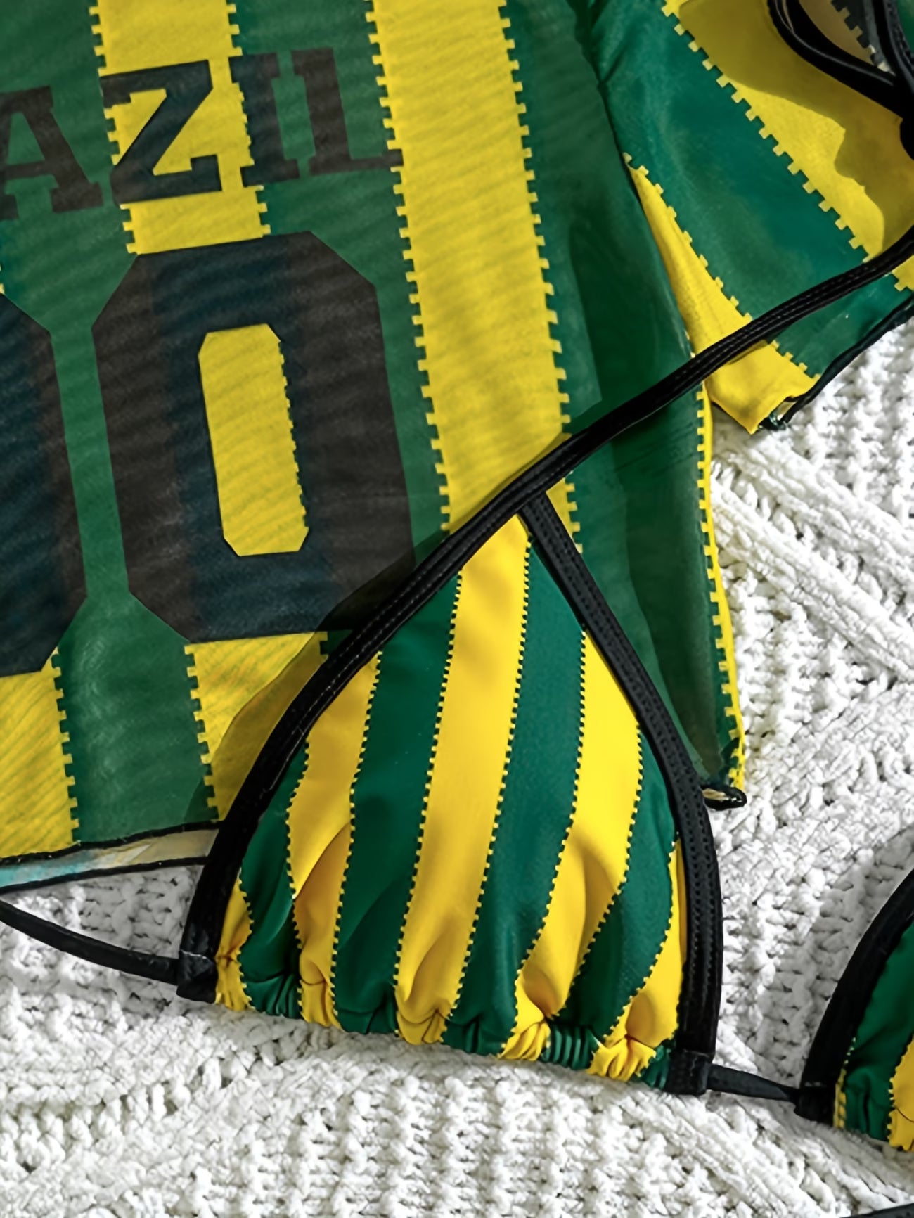Conjunto Brasil Praia Listrado Com Número Frontal